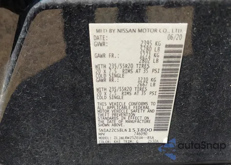 2020 Nissan Murano Sl Intelligent Awd from USA, damaged, VIN 5N1AZ2CS8LN153800